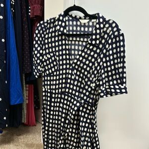Navy and white wrap dress. Size medium.